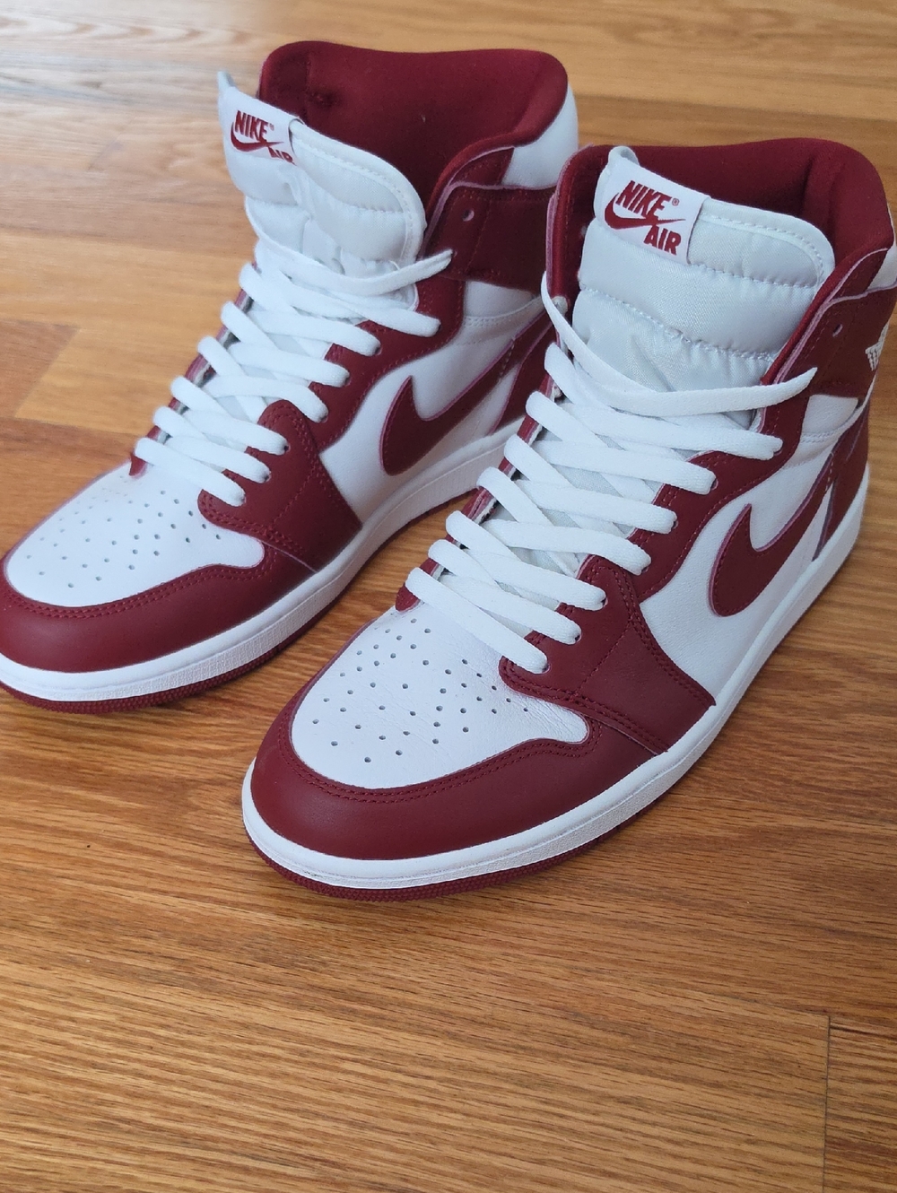 Nike Men's High-Top Sneakers in White & Burgundy